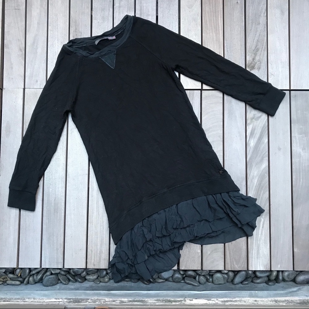 SEVENTY Black Long Sleeve Round Neck Mini Dress